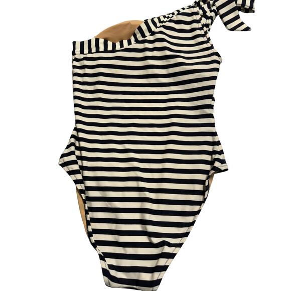 J. Crew Nautical Stripe One Shoulder swimsuit Size 6 - Picture 2 of 6